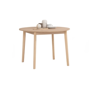 Premium <b>White</b> Wash <b>Round</b> Dining <b>Table</b> Melamine Top with Tapered Solid Wood Legs Made in Malaysia for Cafe - Product Image 3