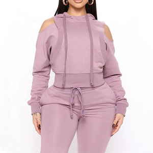 ชุดวอร์มลำลองแบบมีฮู้ดสำหรับผู้หญิง ผ้าสีพื้น แบบสั่งทำได้ ชุดออกกำลังกายแบบกลับด้านได้ เป็นมิตรกับสิ่งแวดล้อม เสื้อครึ่งซิป ชุดแทรคสูท - Product Image 2