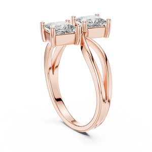 Bague de fiançailles et de mariage minimaliste en or rose 18 carats plaqué rhodium, sertie d'un diamant de laboratoire taille princesse de 1,3 carat, certifié IGI, luxe - Product Image 2