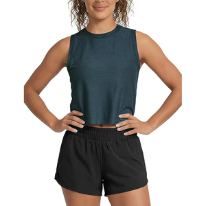 Oem Custom Logo High Quality Sleeveless Ladies Cotton Plain black Knit Ribbed Crop Tank <b>Top</b> for Women - Product Image 2