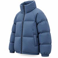 Blouson matelassé pour homme, col montant, fermeture éclair, coupe-vent, polyester épais, hiver, décontracté, coupe ample, longueur standard