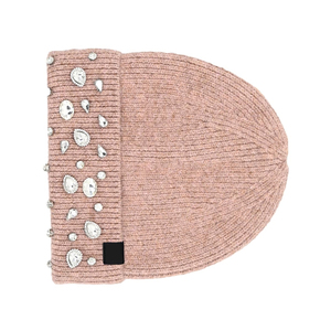Gorro de Punto Rosa con Decoración de Diamantes de Imitación, Estilo Casual Unisex para Invierno - Product Image 4