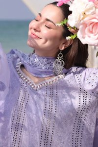 ชุดสلوارคามีซผ้าเรยอนสีลาเวนเดอร์สำหรับผู้หญิง ทรงหลวมยาวถึงพื้น สไตล์ชาติพันธุ์อินเดีย ปากีสถาน เหมาะสำหรับงานแต่งงาน - Product Image 4