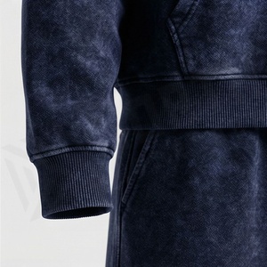<b>Acid</b> Wash Streetwear Oversized Zip-up Hoodie <b>Drop</b> Shoulder Straight Leg Pants Men's Winter Fleece Quick Tracksuits - Product Image 6