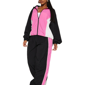 Chaqueta Deportiva Y2K con Bloques de Color para Mujer, con Capucha, Cierre de Cremallera, Manga Larga, Diseño en Contraste, Transpirable, de Poliéster, para Primavera - Product Image 1
