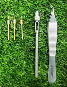 Premium Manual Hair Transplant FUE Instrument Set <b>3</b> Sharp Edge FUE Punches Handle Extraction Forceps Tray German Stainless Steel - Product Image 3