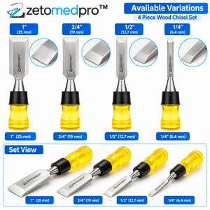 Juego de 4 Cinceles para Madera con Hojas de Acero Biseladas Afiladas, Mangos Ergonómicos de 1/4, 1/2, 3/4 y 1 Pulgada, Herramienta para Trabajar la Madera y Joyería ZETOMEDPRO - Product Image 6