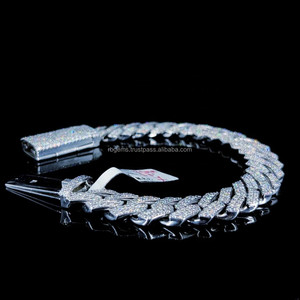 RB Gems High Quality 14mm Cuban Bracelets Lab Grown VVS Moissanite Diamonds 200 Gram Rose Gold Design Yellow Gold Women <b>for</b> - Product Image 2