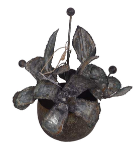 Pot de fleurs décoratif en fer forgé moderne fait main avec des feuilles roses, collections AB, décoration murale pour l'extérieur, la maison et le jardin - Product Image 2