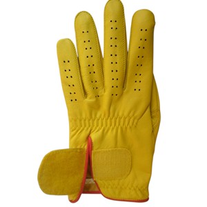 Guante de Golf de Piel de Cabretta Suave para Mano Izquierda o Derecha con Franjas Amarillas en la Muñeca, Impresión de Logotipo Personalizado - Product Image 3