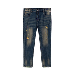 Jean ample décontracté pour homme, style gothique vintage, imprimé animal brodé, tendance printemps-automne, en denim élastique et élégant - Product Image 3