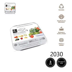 Bandeja Aluminio Con Tapa 24.5x24.5x5.7 Cm 3 Uds Reciclable Para Alimentos - Product Image 1