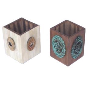 Porte-stylo et porte-cuillère rectangulaire de luxe en nacre blanche incrustée, design traditionnel indien par Barkah Star - Product Image 3