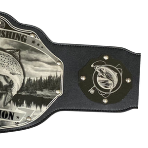 Cinturón de Campeón de Pesca de Truchas Personalizable, Cinturón Deportivo de Alta Calidad Negro y Plateado, Cinturón de Título Personalizado, Edición de Coleccionista - Product Image 4