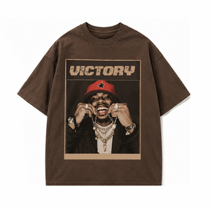 T-shirt graphique oversize marron délavé vintage pour hommes et femmes, streetwear en coton, décontracté, imprimé hip-hop, coupe ample - Product Image 4