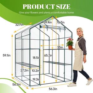 Mini serre de jardin, tente pour plantes, structure en acier thermolaqué, capacité de 22 lb, étagères résistantes aux intempéries, pour jardin extérieur - Product Image 2