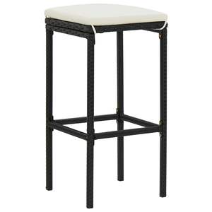 Ensemble de 2 tabourets de bar moyens en rotin PE noir - Product Image 2