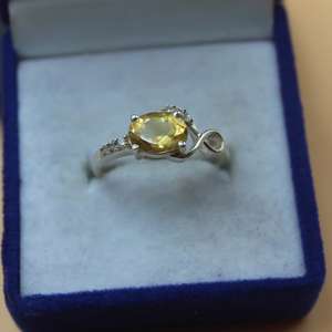 Bague en citrine faite à la main en argent sterling 925 avec accents de zirconium cubique, bague en pierres précieuses, cadeau pour elle - Product Image 5