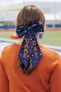 Lazo para el pelo azul con diseño único de huella de pata y pedrería, grande, para animar, accesorio deportivo para equipos escolares - Product Image 5