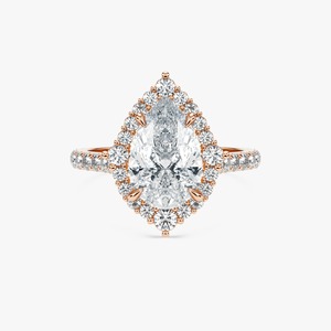 แหวนหมั้นเพชรทรงลูกแพร์ 3.70 กะรัต พร้อมวงแหวนประดับเพชรแบบ Pave ในทอง 14K สำหรับงานแต่งงานและงานเลี้ยง - Product Image 3