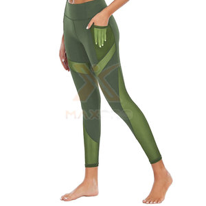 Pantalon de yoga taille mi-haute uni pour femme, respirant, écologique, en Spandex/Polyester, marque privée - Product Image 5