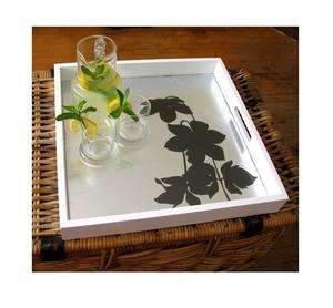 Plateau de service en bois émaillé imprimé, fait main, pour aliments, fruits, vaisselle, thé et café - Meilleure vente - Product Image 1