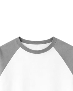 Custom Light Grey <b>White</b> Raglan Long Sleeve T Shirt Men 100% Cotton Crew Neck Casual Baseball <b>Tee</b> OEM Manufacturer Supplier - Product Image 5