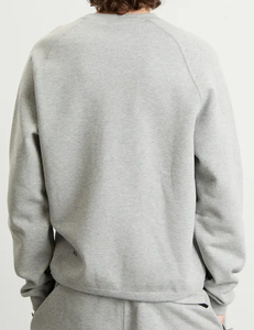 Sweat-shirt unisexe gris à col rond, manches raglan, coupe ample, en coton French Terry, pull décontracté pour l'automne - Product Image 5