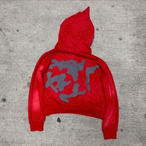 Sudadera con Capucha Corta y Holgada para Hombre, con Logotipo Personalizado Bordado, 100% Algodón, Estilo Hip Hop, Streetwear, con Pedrería y Parches Desgastados - Product Image 4