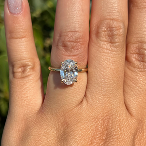 Bague de fiançailles en diamant ovale cultivé en laboratoire certifié IGI, 2 carats, plaqué or jaune, bague de mariage de luxe par Global Gems - Product Image 6