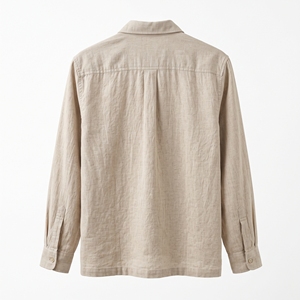 <b>Men</b> <b>Linen</b> Blend Shirt <b>Jacket</b> Button Front Long Sleeve Casual Workwear Outerwear with Chest Pockets - Product Image 3