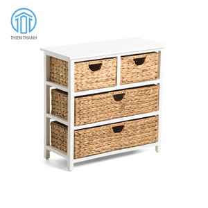 Best Selling Direct Factory Water Hyacinth <b>Storage</b> Cabinet <b>Wicker</b> Basket Organizer Natural Fiber Furniture for Modern Home Decor - Product Image 2
