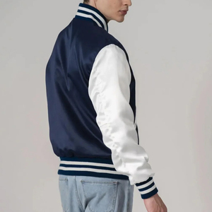 Veste bomber en satin personnalisée de haute qualité pour hommes, broderie de logo personnalisée, veste en satin antibactérienne écologique - Product Image 2