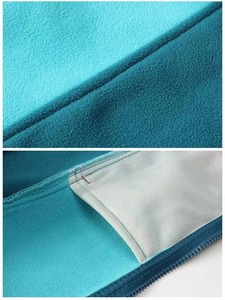เสื้อแจ็คเก็ตขนแกะโพลาร์สองสีแบบกำหนดเองสำหรับผู้ชาย สีฟ้าอมเขียว คอตั้ง ซิปยาวเต็มตัว เสื้อโค้ทกันหนาวสำหรับกิจกรรมกลางแจ้ง - Product Image 3