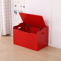 Boîte à jouets en bois rouge avec banc de rangement intégré, coffre de rangement en bois pour enfants, organisateur de jouets pour tout-petits et chambre d'enfant avec couvercle rabattable
