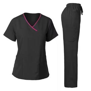 Women Denim Medical Scrub <b>Set</b> with Jacket Cotton Blends Professional Nurse Uniform Hospital Workwear - Product Image 6