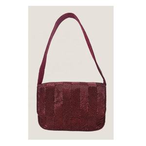 Bolso de Hombro Portátil con Cuentas de Vidrio y Correa Única, Bordado con Patrón Geométrico para Mujer - Tamaño Pequeño para Uso Diario, Viajes y Maquillaje - Product Image 1