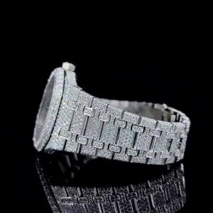 Reloj de Lujo con Cristales de Zafiro y Moissanita, Movimiento Mecánico, Esfera con Agujas de Acero Inoxidable, Totalmente Adornado, Estilo Vintage - Product Image 5