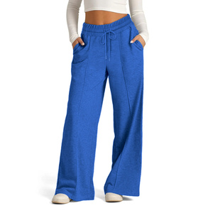 Pantalon de survêtement en molleton brossé pour femme, coupe large, avec logo personnalisé, faible MOQ, vente en gros - Product Image 5