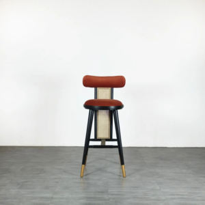 เก้าอี้บาร์ไม้สักทรงสูงทันสมัยรุ่นใหม่ แข็งแรง ทนทาน สำหรับใช้งานกลางแจ้ง หุ้มกำมะหยี่ เหมาะสำหรับห้องครัว ห้องรับประทานอาหาร ร้านอาหาร ผับ และห้องนั่งเล่น - Product Image 2