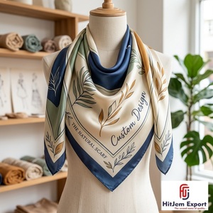 Luxury Custom Printed Square Scarf Silk Feel Fashion Shawl Private Label OEM ODM Textile Manufacturer Service Provider Fabrics - Product Image 1