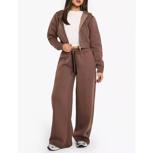 Pantalones de chándal de invierno de moda para mujer, de cintura alta, con cordón, ecológicos, de pierna ancha acampanada - Product Image 4