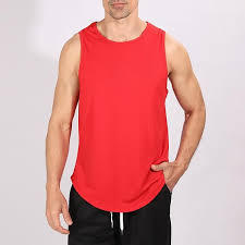 Débardeur décontracté pour homme en coton 100% respirant, col rond, uni, tricoté, 120g, imprimé sérigraphié, couleur rouge - Product Image 3