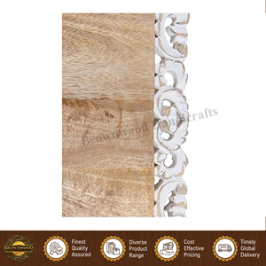 Planche à découper en bois de manguier massif sculptée à la main, de qualité supérieure, au design élégant, de couleur naturelle et blanchie. - Product Image 2