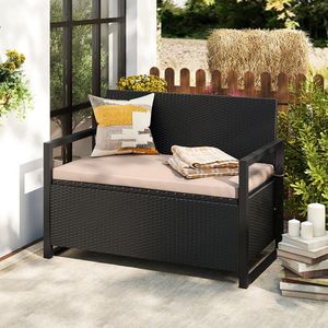 Panca da Esterno con Contenitore Integrato in Vimini, Divanetto per Patio - Product Image 3