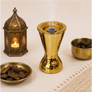 Gold Metal Bakhoor Burner Hammered Arabian Mabkhara Holder Elegant Oud Incense Censer for Ramadan Wedding Home <b>Decoration</b> - Product Image 4