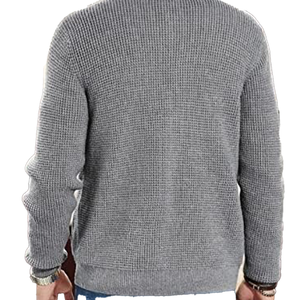 Cárdigan Gris de Alta Gama para Hombre, Cuello en V, Manga Larga, Color Sólido, Cierre de Botones, Ropa de Otoño, Corte Regular, Suéter de Punto de Lana y Acrílico - Product Image 6