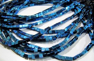 Cuentas de Hematita Azul Real en Forma de Cubo con Efecto Arcoíris, 2mm, Hilo de 16 Pulgadas para Fabricación de Joyas - Kit de Pulseras de Piedras Preciosas, Servicio de Muestras - Product Image 4