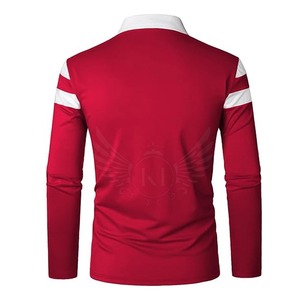 Camiseta Deportiva de Manga Corta para Hombre, Color Rojo, Cuello Alto, Tejido de Punto, con Ribete en Contraste Blanco, Logotipo Frontal, Corte Regular, Transpirable, 100% Algodón - Product Image 1