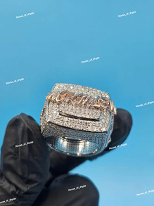 925 Silver Moissanite Diamond <b>Ring</b> With Script Nameplate Luxury Bust Down Statement <b>Ring</b> For <b>Men</b> Hip Hop Style - Product Image 4